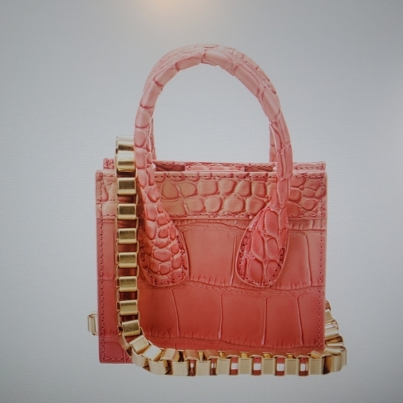 APEDE MOD EMBOSSED LEATHER MINI BAG. NWT PINK Crocodile print - Picture 3 of 16